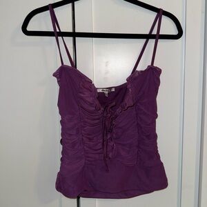 MISS SELFIE Purple Ruched Tank Top, Size XL